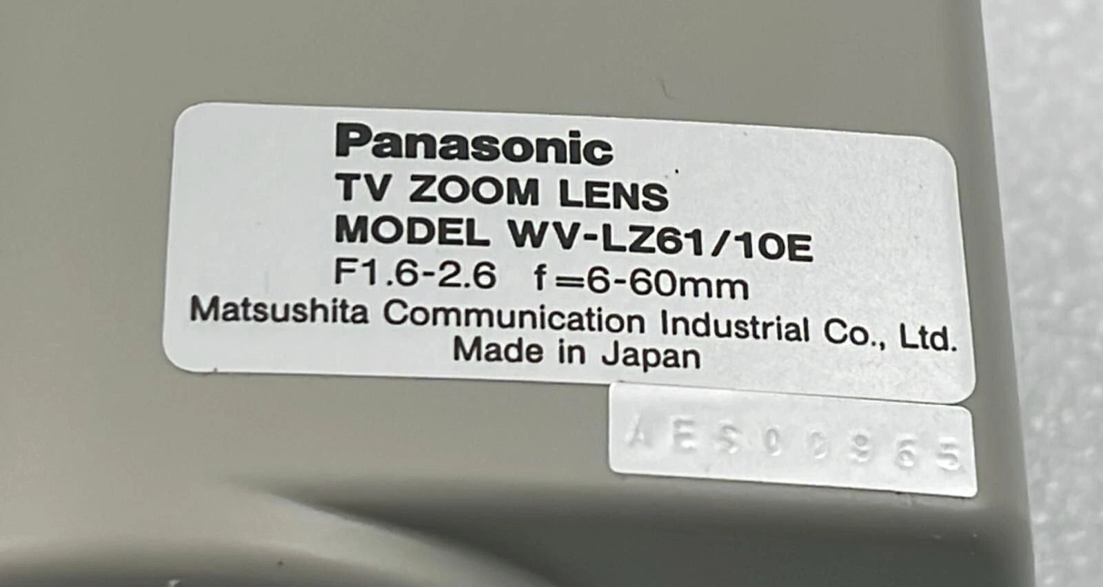 Panasonic WV-LZ61/10E TV Zoom Lens 6-60mm 1:1.6