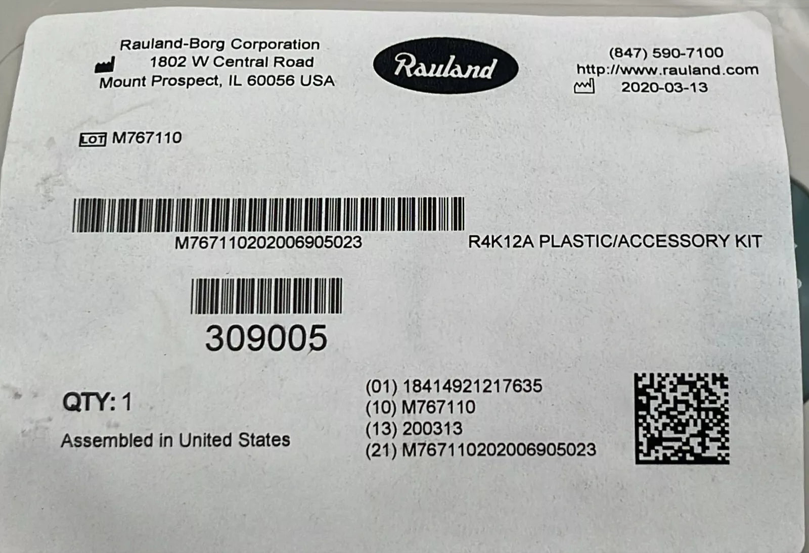 *NEW* Rauland R4K12A Single Bed Audio Station Plastic / Accessory KIT (ONLY)