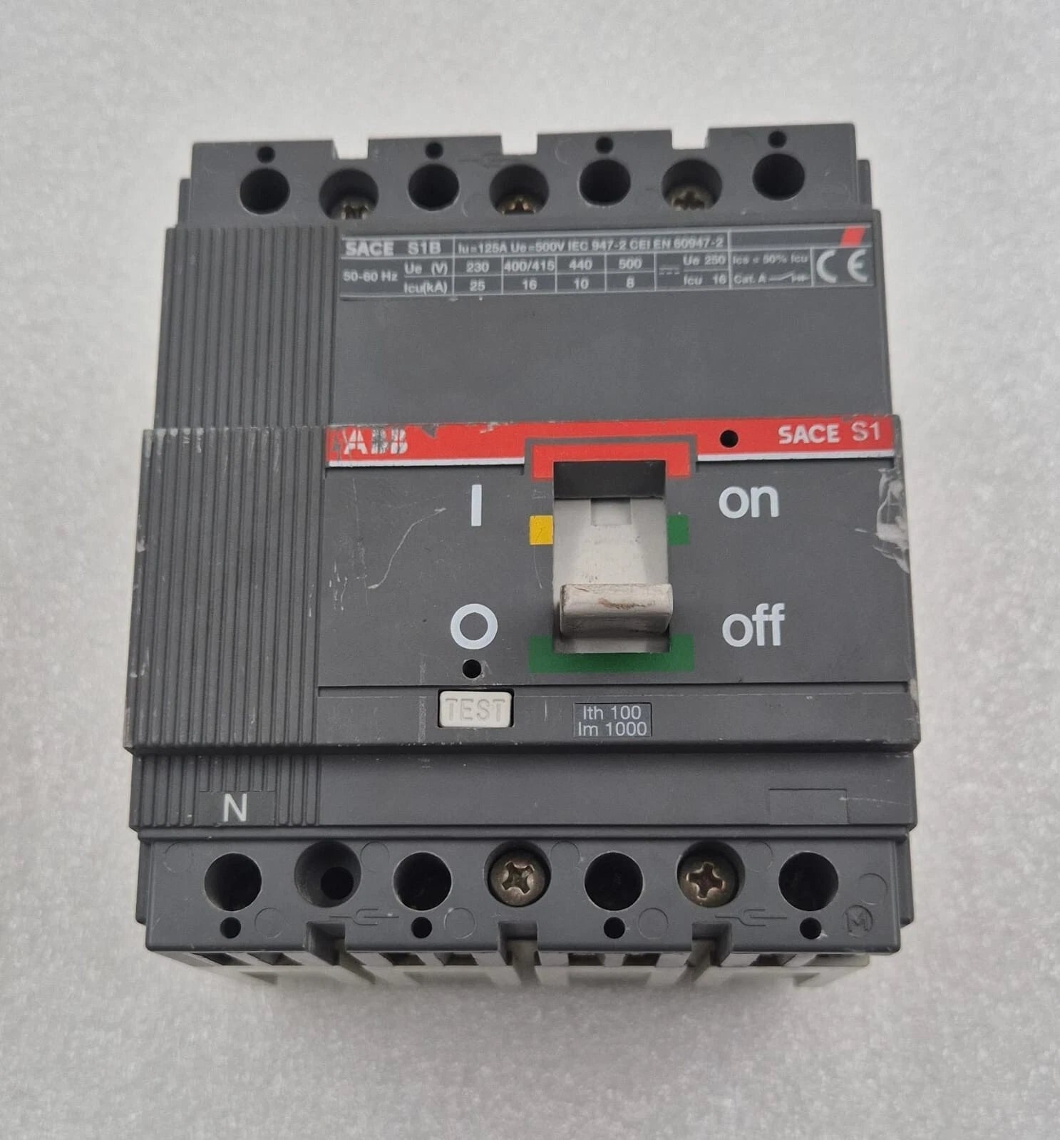 ABB SACE S1 S1B 125A 500VAC 250V DC 3P & N Circuit Breaker