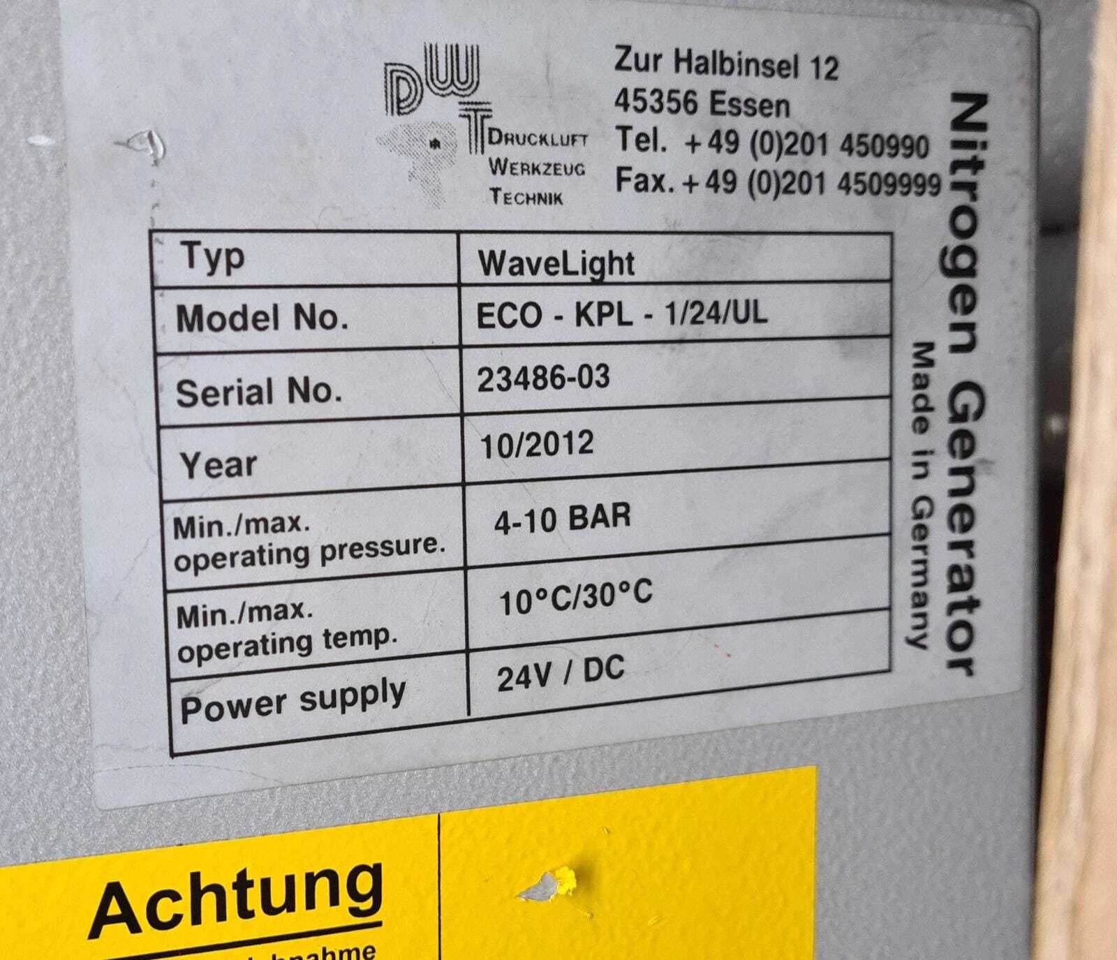 DWT WaveLight NITROGEN N2 Generator ECO-KPL-1/24/UL