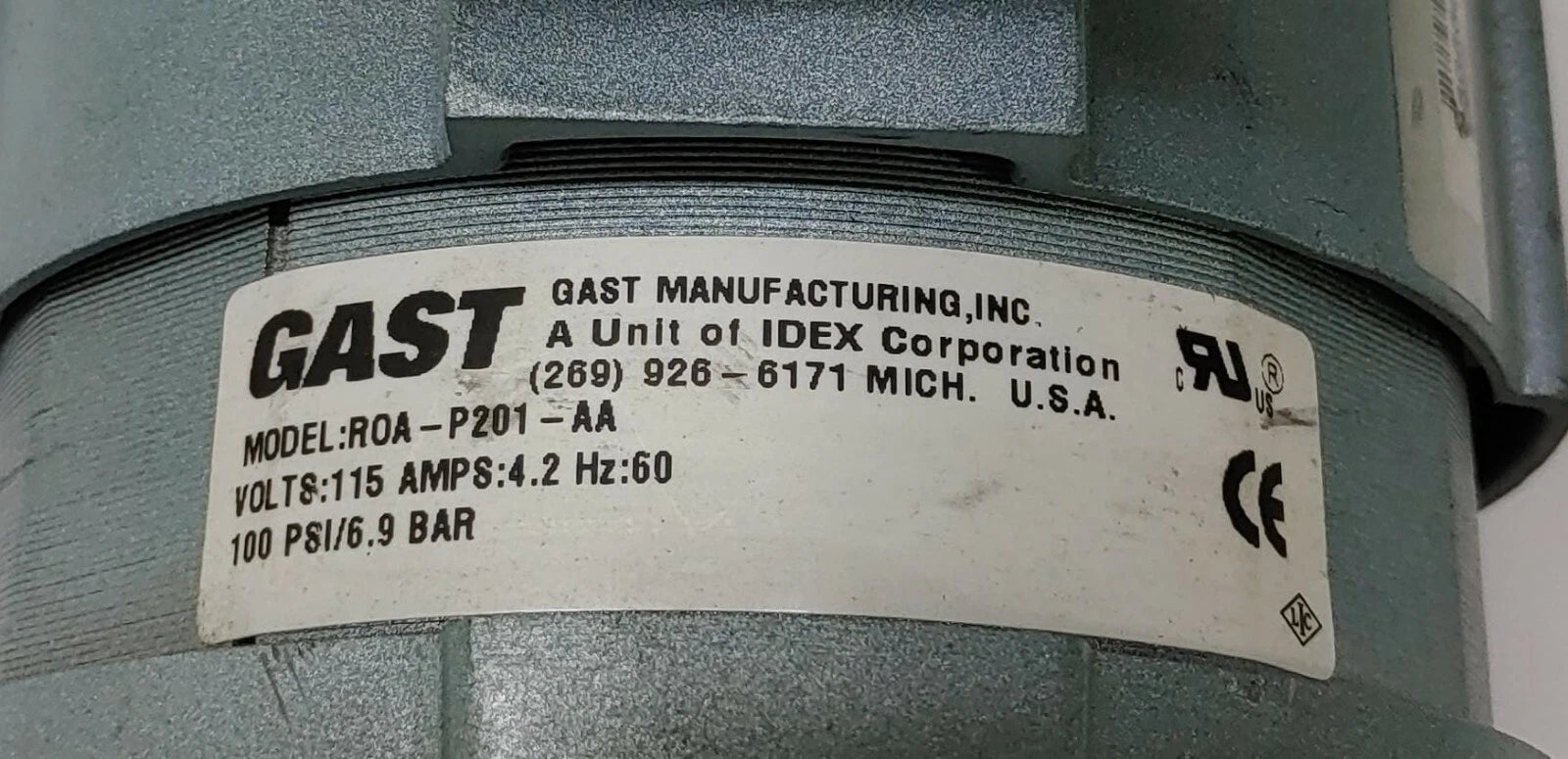 ROC-R GAST Model: ROA-P201-AA 115Volts 4.2Amps 60HZ 100PSI/6.9BAR ROCK-R