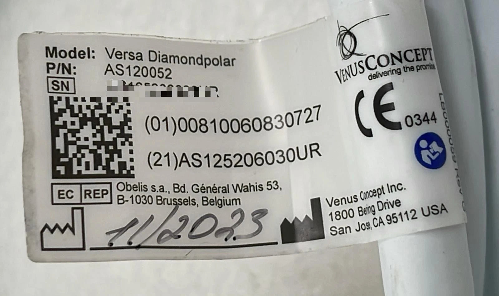 Venus Concept Versa Diamondpolar Applicator Handpiece AS120052 **AS-IS**