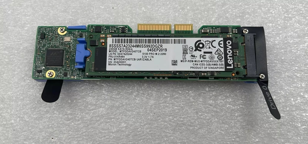 Lenovo ThinkSystem Dual M.2 Module W/ 2x SATA 240GB SSD MTFDDAV240TCB 01KR464