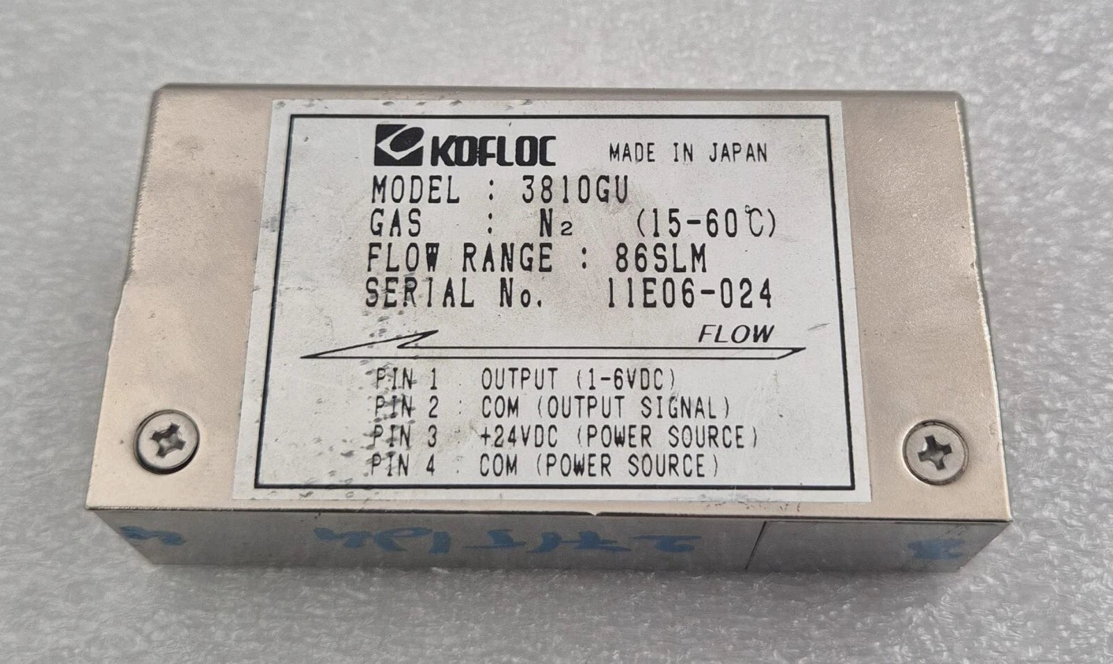 KOFLOC 3810GU Mass Flow Sensor , Gas: N2 , Range: 86SLM