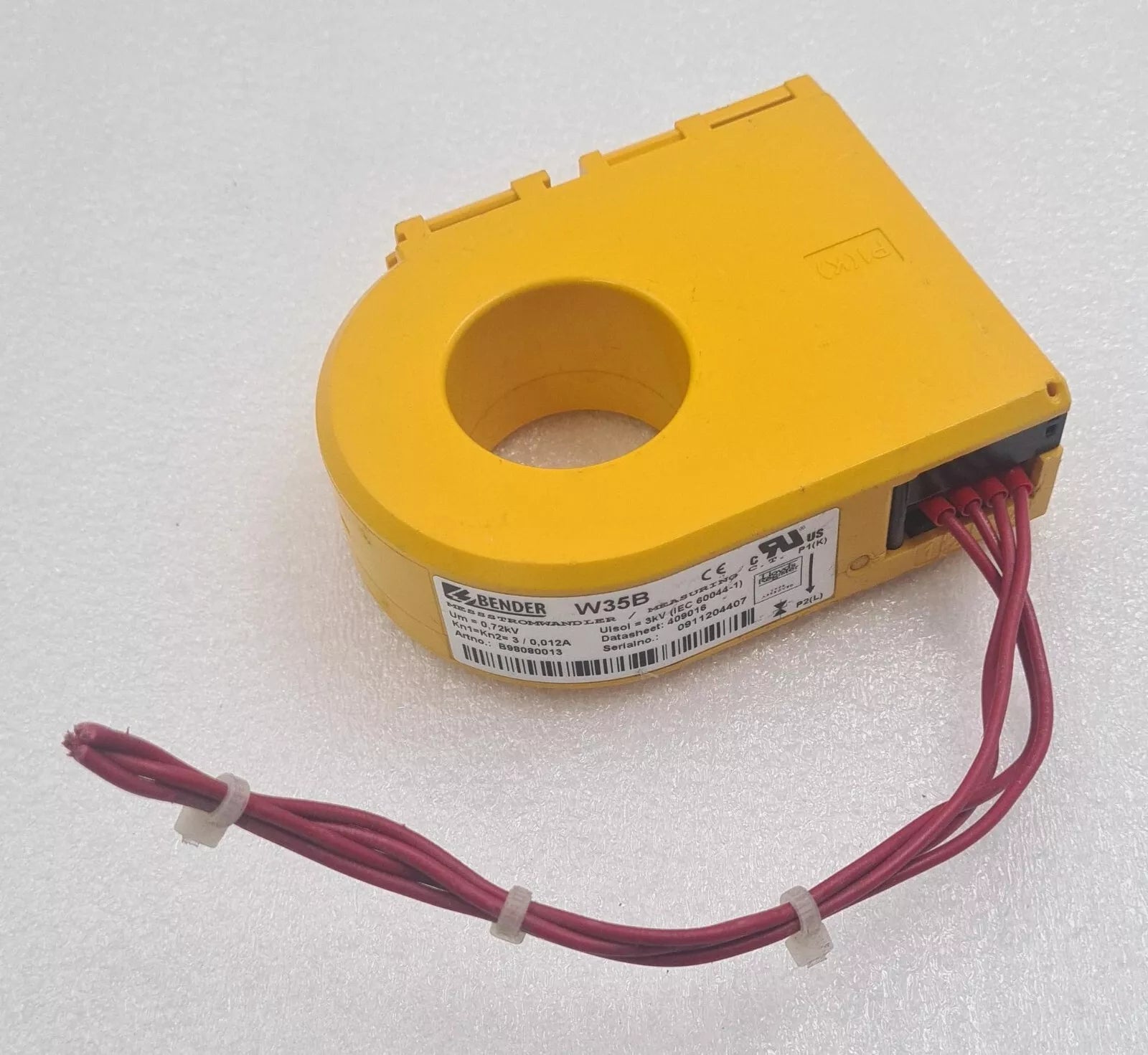 Bender W35B B98080013 Measuring Current Transformer Line feed-through 35mm