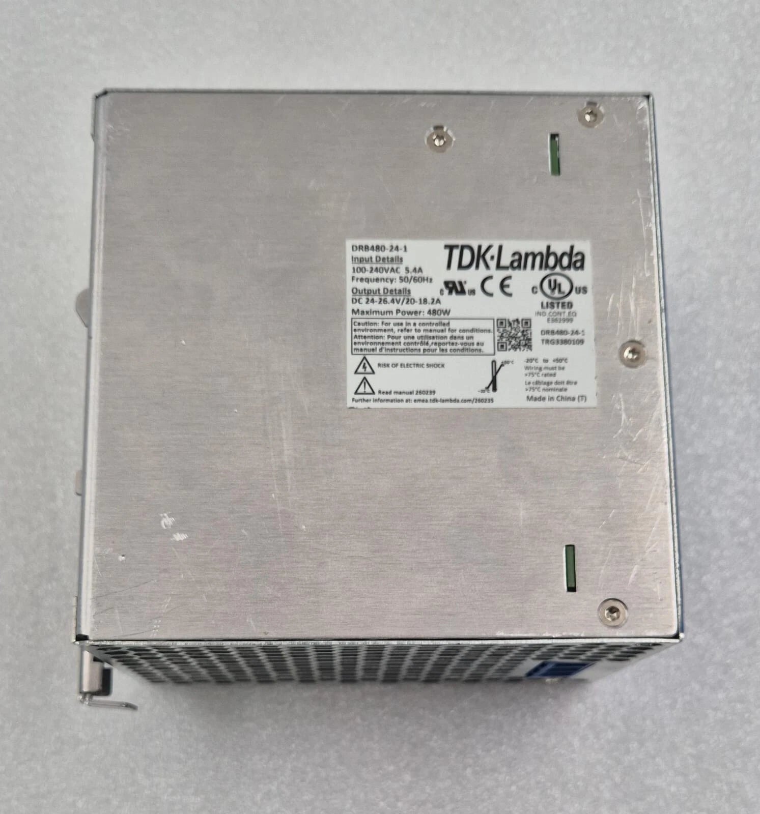 TDK-Lambda DRB480-24-1 Power Supply 24-26.4V 20-18.2A 480W 100-240VAC