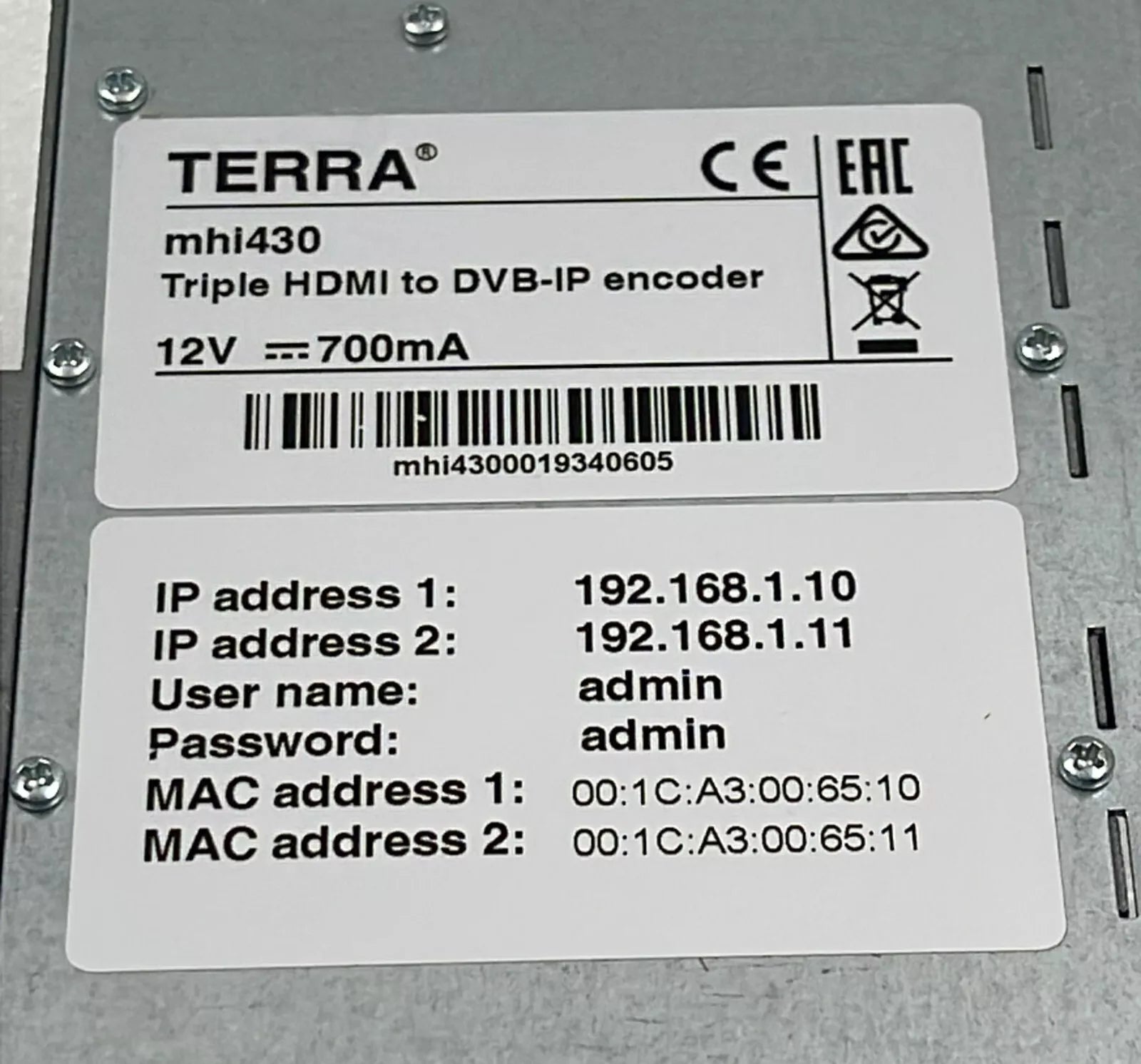 TERRA mhi430 Triple HDMI to DVB-IP Encoder