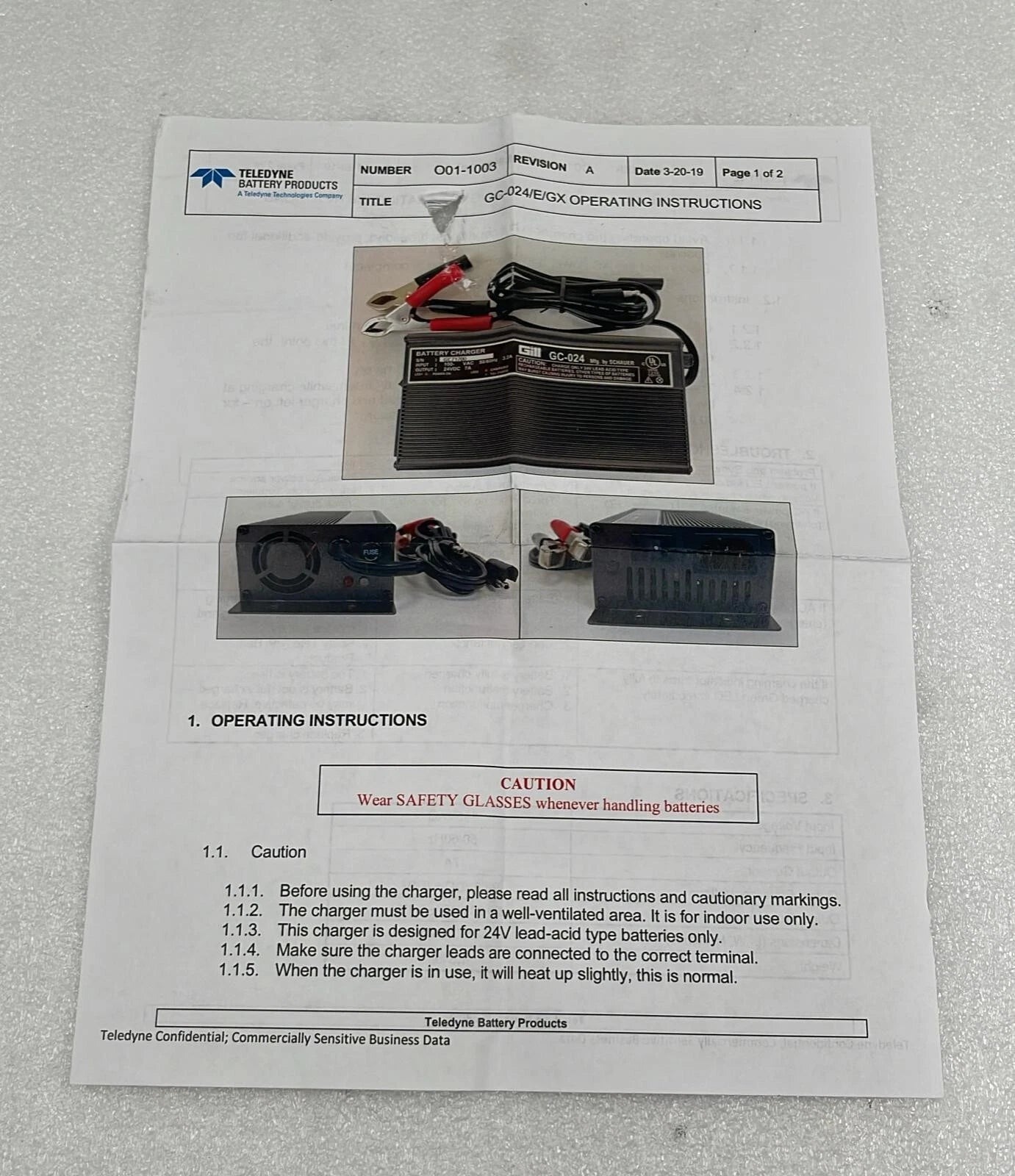 NEW** Gill GC-024 Battery Charger 115VAC 50/60Hz 3.2A 24VDC 7A