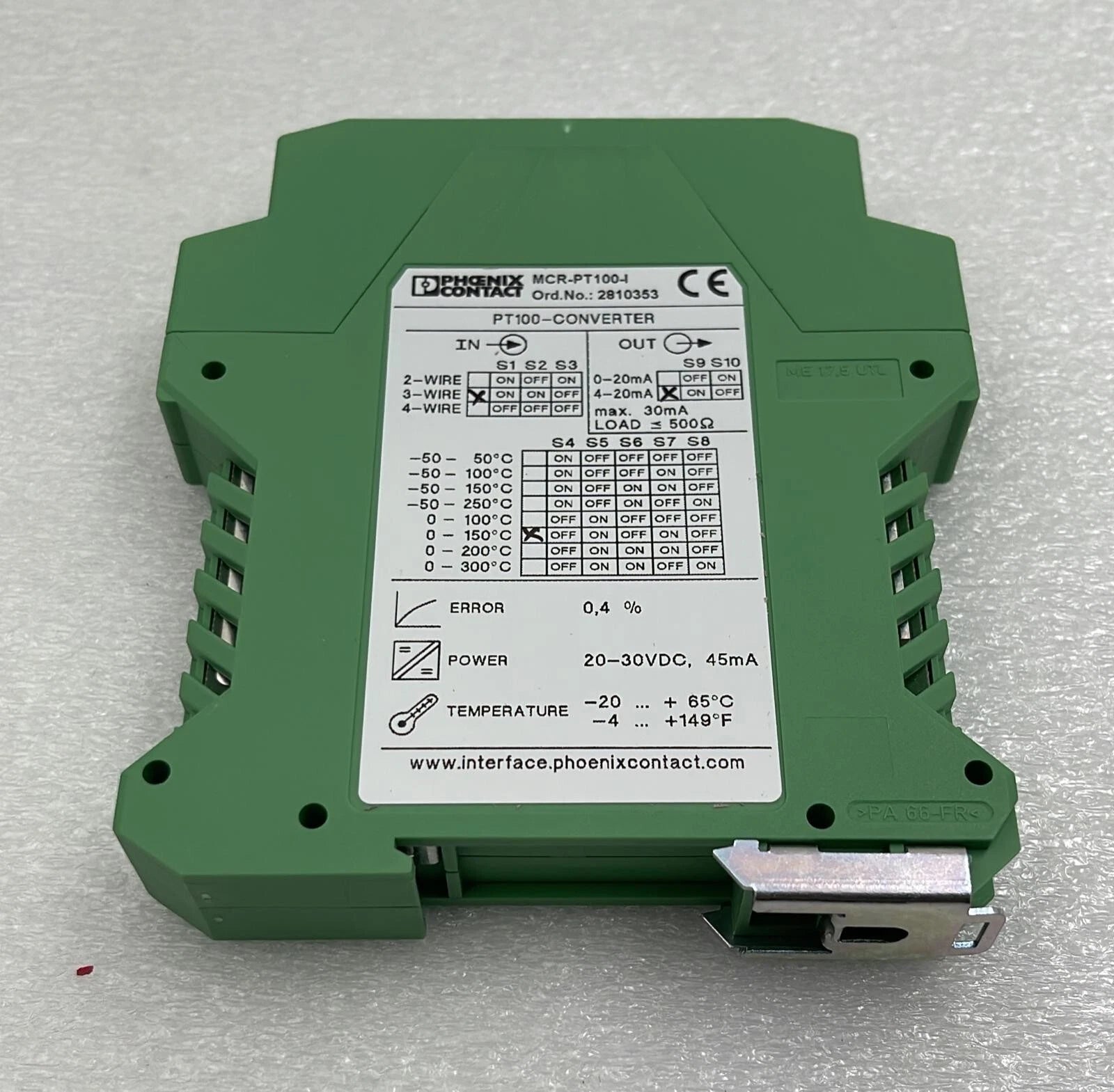 PHOENIX CONTACT MCR-PT100-I Converter PLC 2810353