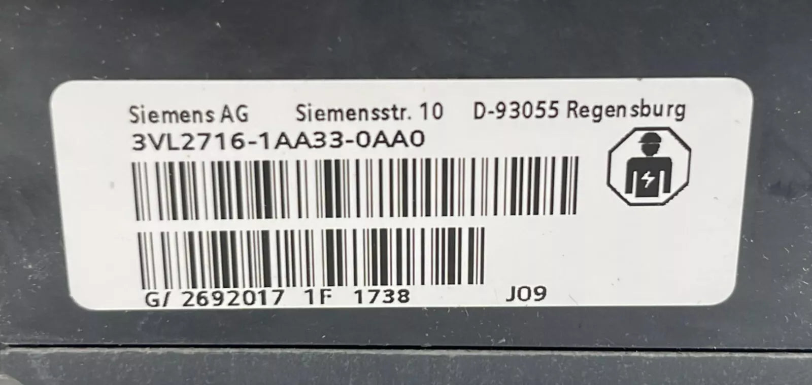 Siemens VL160 circuit breaker 3VL2716-1AA33-0AA0 & Current Trigger 3VL9216-7DE30