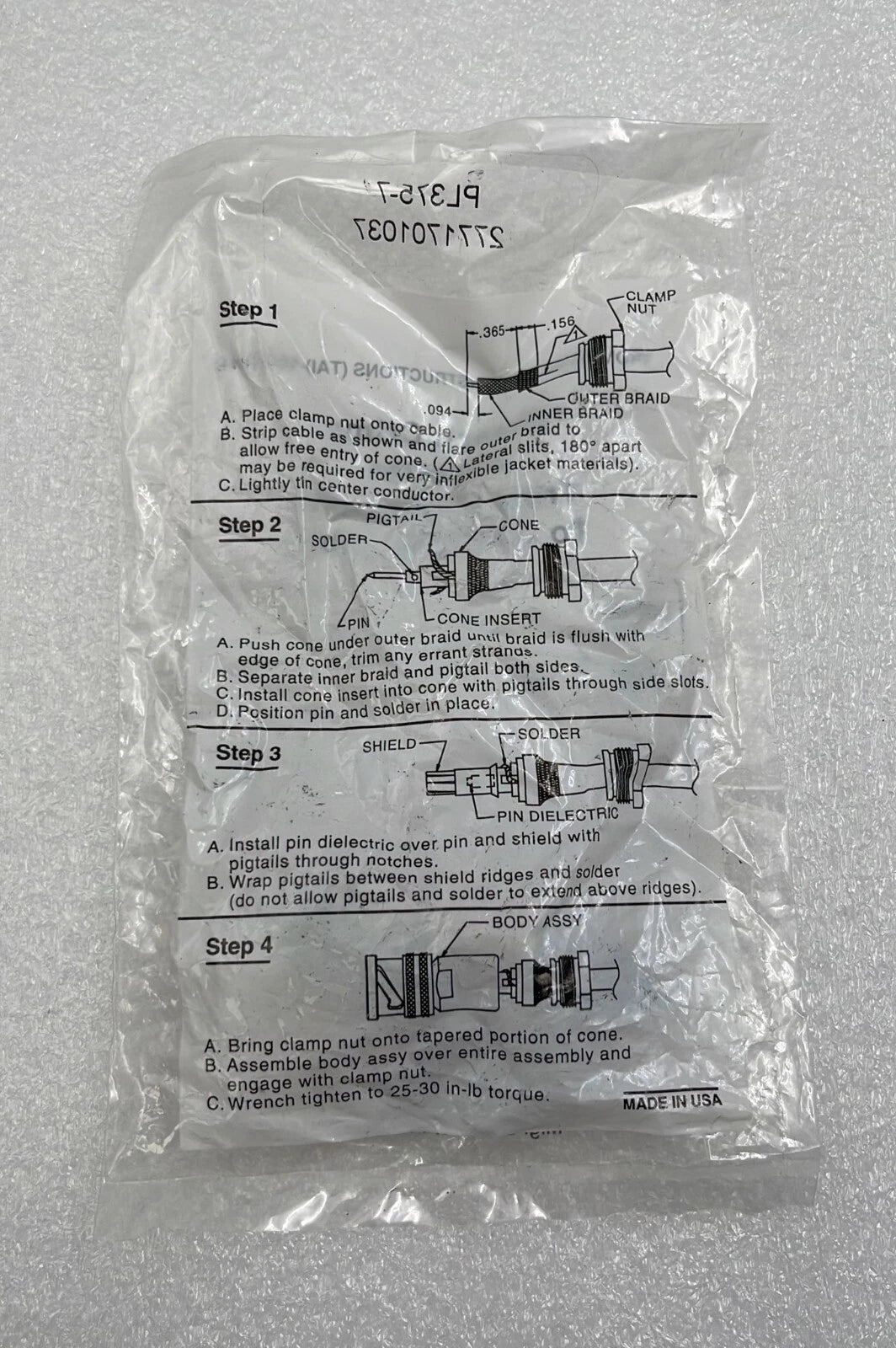 [LOT 7 PCS] Trompeter 70 Series Wrench Crimp PL375-7 Triax Connectors