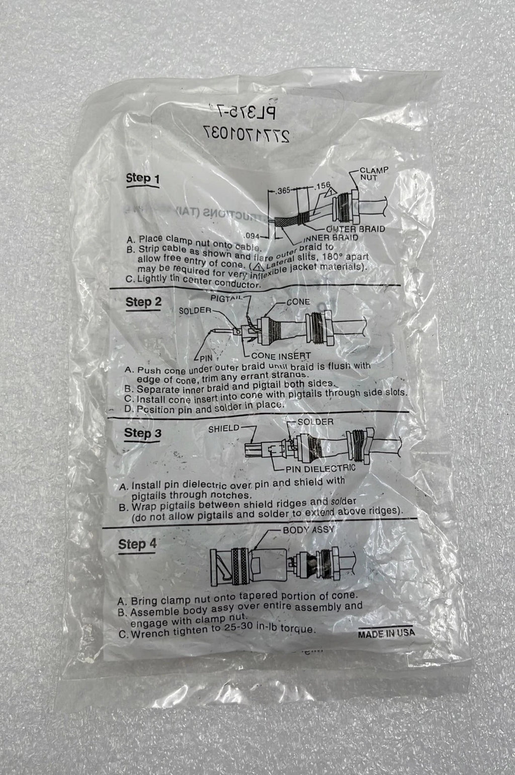 [LOT 7 PCS] Trompeter 70 Series Wrench Crimp PL375-7 Triax Connectors