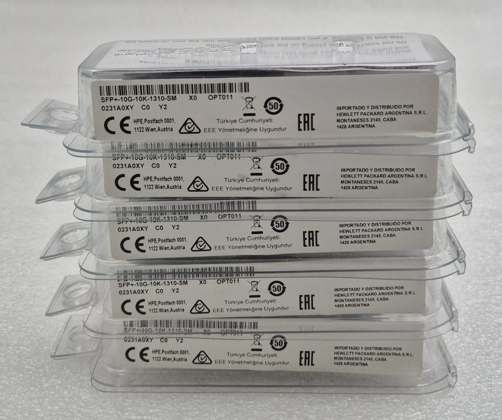 HPE JD094B X130 10G SFP+ LC LR transceiver modules in packaging