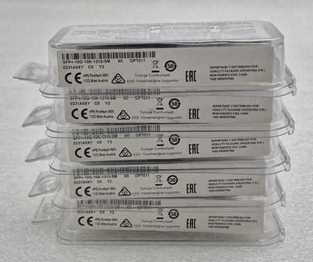 HPE JD094B X130 10G SFP+ LC LR transceiver modules in packaging