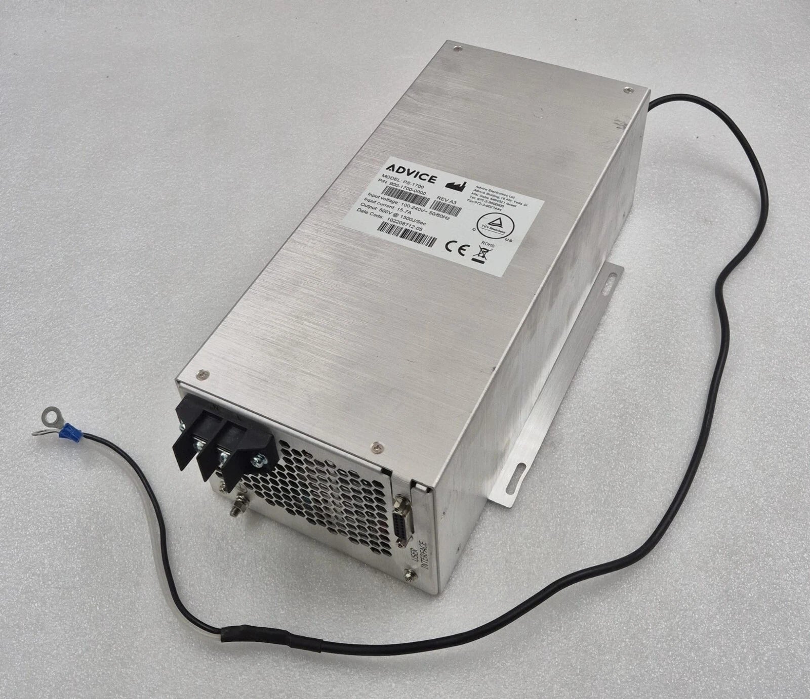 Advice PS-1700 900-1700-0000 Power Supply Module 100-240V 500V 1500J/Sec *AS-IS*