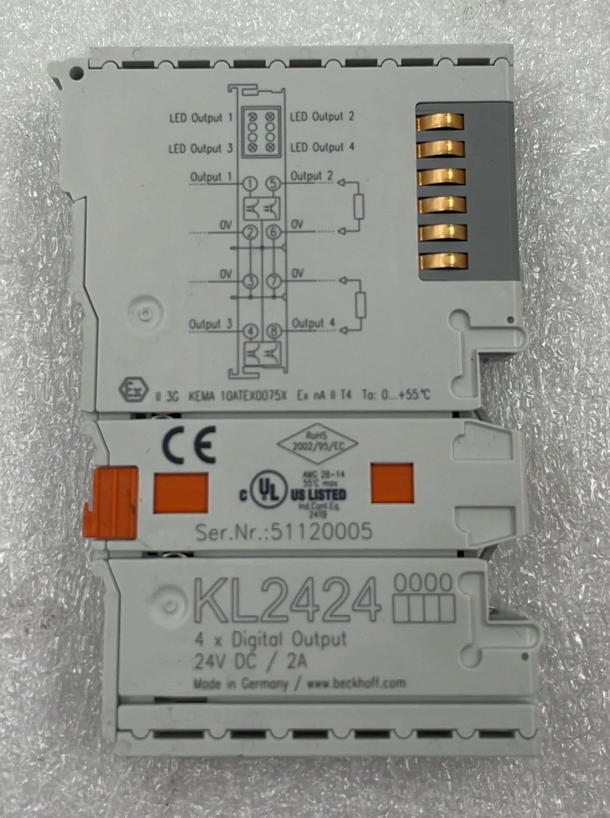 [LOT 3 PCS] Beckhoff KL2424 4-Channel Digital Output Terminal 24V DC 0.5A