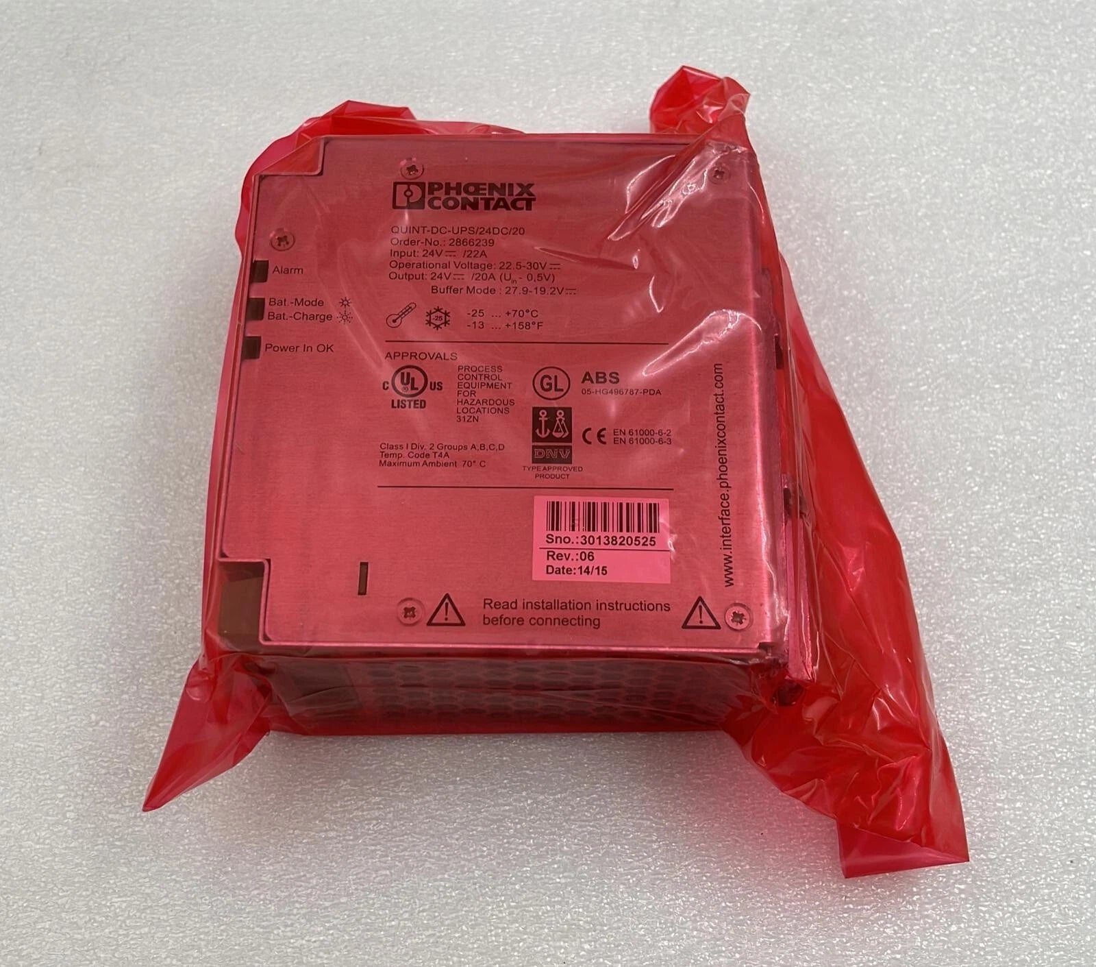 PHOENIX CONTACT QUINT-DC-UPS/24DC/20 Module Power Supply 28 66 23 9