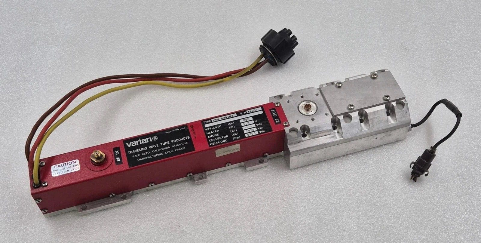 Varian Traveling Wave Tube Products RF Amplifier VTU-6291M2