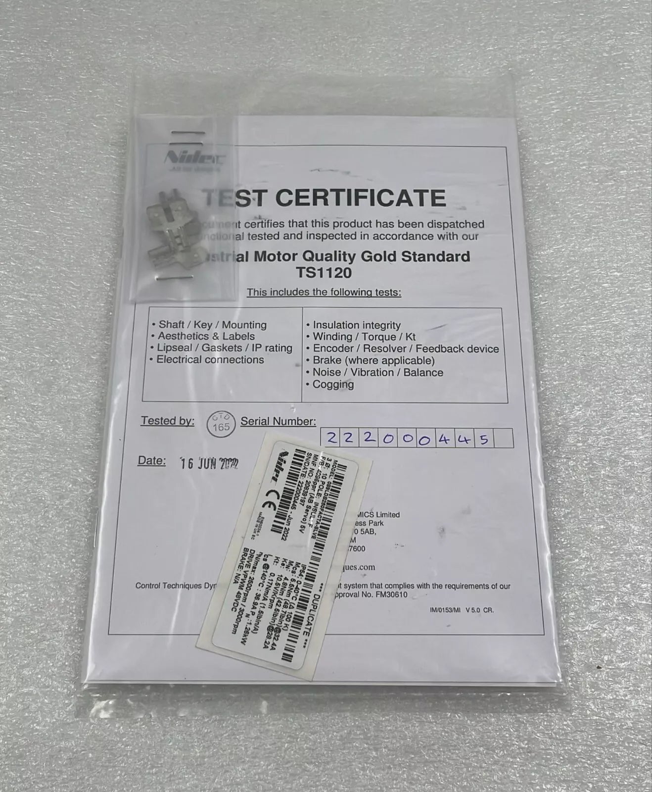 **NEW** Nidec 089LDB250FACTA-SLVE Servo Motor