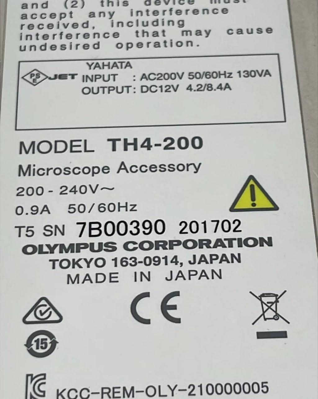 OLYMPUS TH4-200 Microscope accessory Light Power Supply 200-240v
