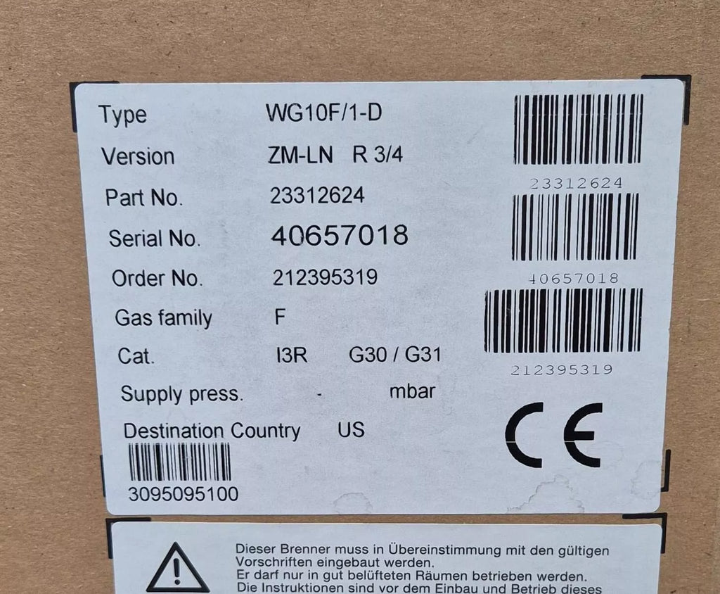 *NEW* DUNGS Weishaupt WG10F/1-D ZM-LN 23312624 GAS BURNER