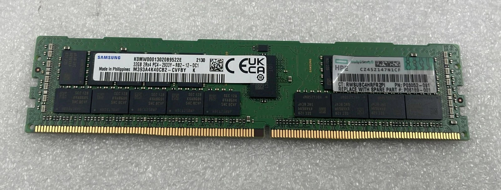 [LOT2 PCS] Samsung 32GB 2Rx4 PC4-2933Y Server M393A4K40CB2-CVFBY HPE 03052-091
