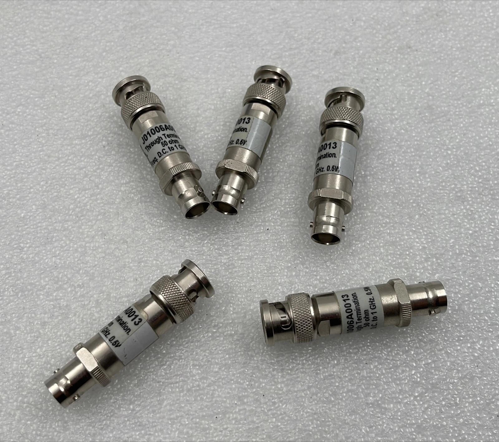 Lot of 5 Telegartner J01006A0013 50-ohm RF through terminations