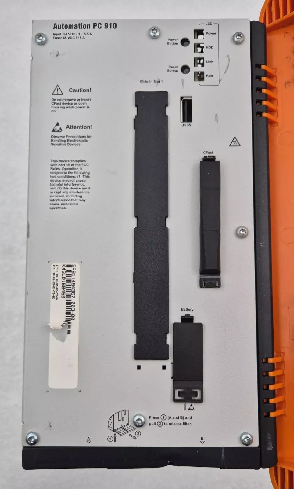 B&R Automation PC 910 5PC910.SX02-00 5P91 494367.003-00 Industrial Computer