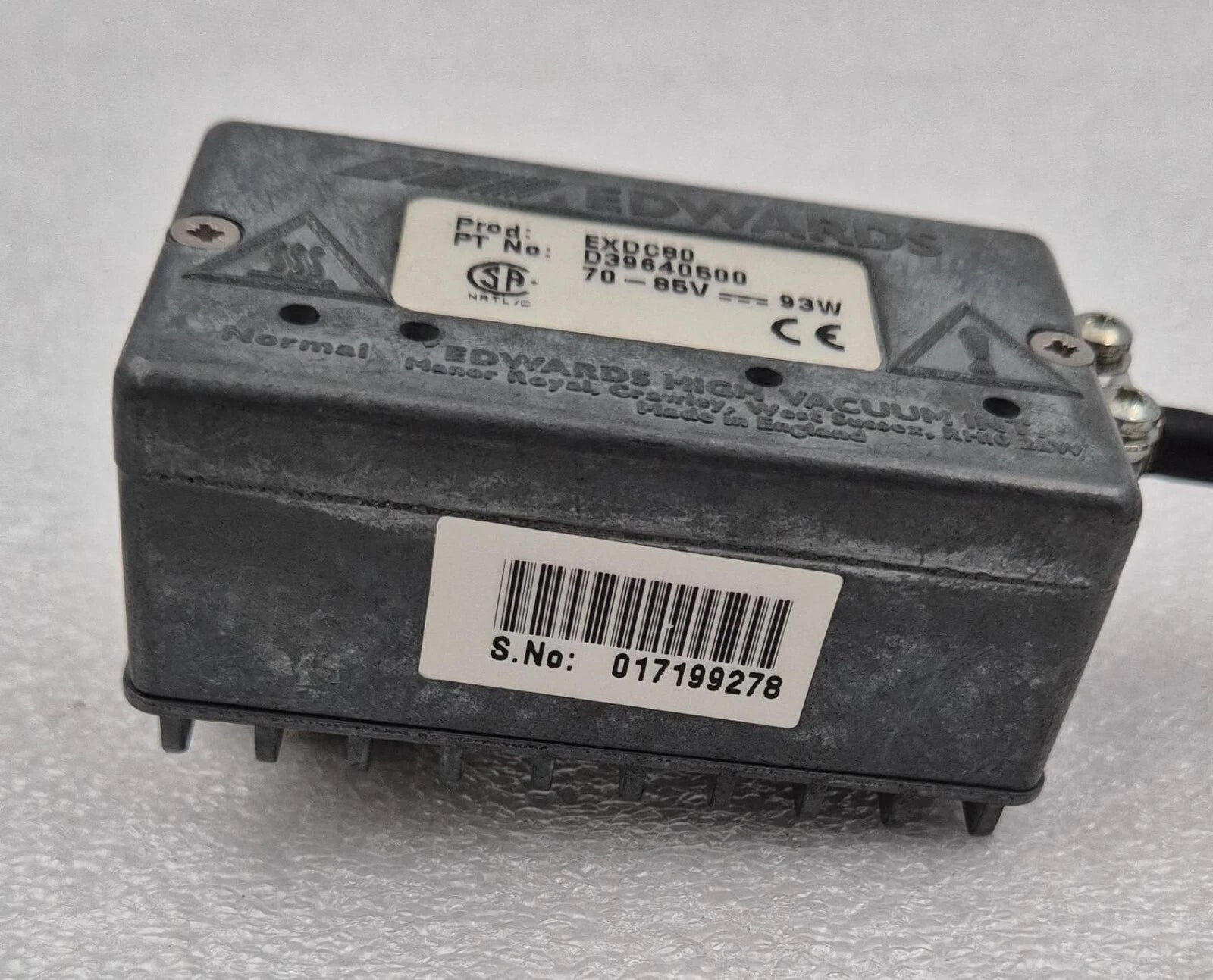 Top view of EDWARDS EXDC80 turbo pump controller label