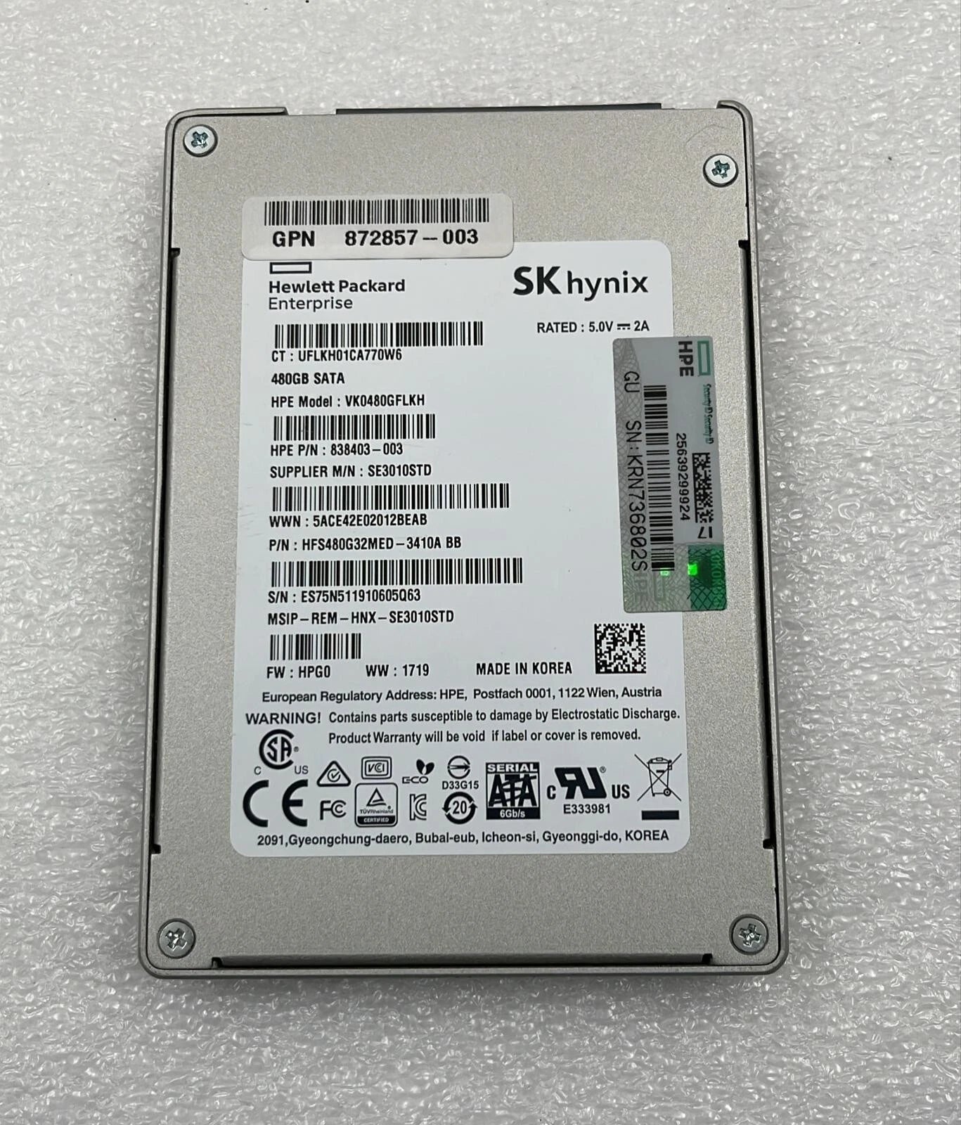 SK Hynix HP 480GB SSD SATA 2.5'' 838403-003 HSF480G32MED-3410A