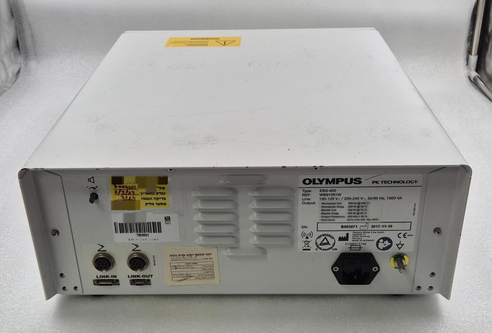 OLYMPUS PK TECHNOLOGY ESG-400 HF GENERATOR UNIT WB91051W **FOR PARTS**