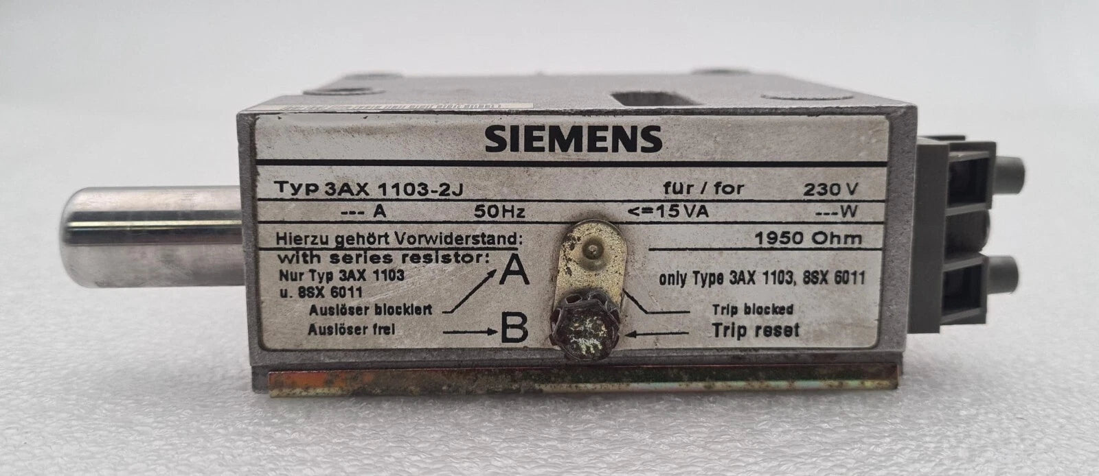SIEMENS Typ 3AX 1103-2J Electric Resistor Trigger 3AX 1103 8SX 6011