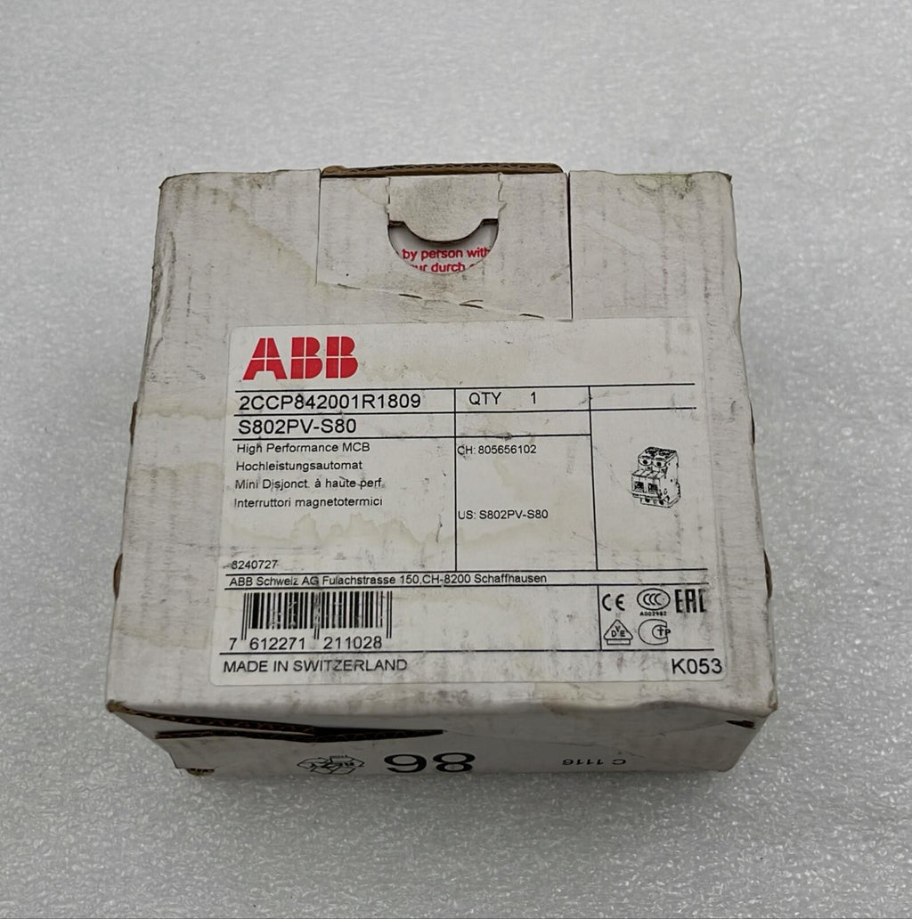ABB S802PV-S80 High Performance MCB 2CCP842001R1809 800V