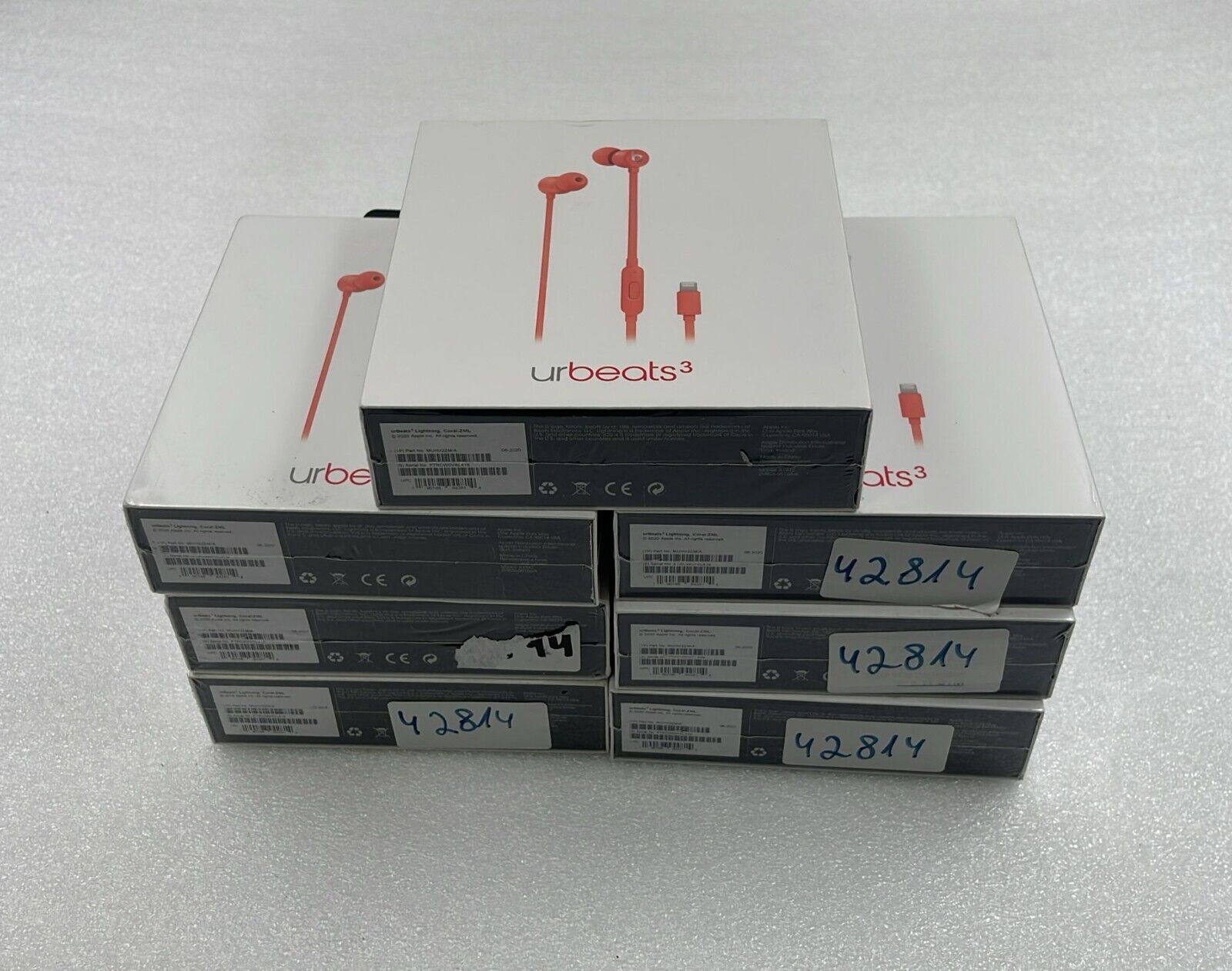 [LOT 7 PCS] *NEW OEM* Apple Beats by Dr.Dre urBeats3 Wireless Lightning Coral