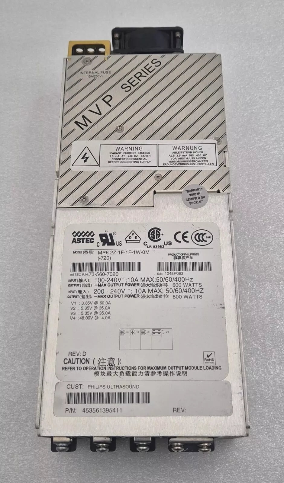ASTEC MVP MP6-2Z-1F-1F-1W-0M Modular Power Supply 73-560-7020 800W 453561395411