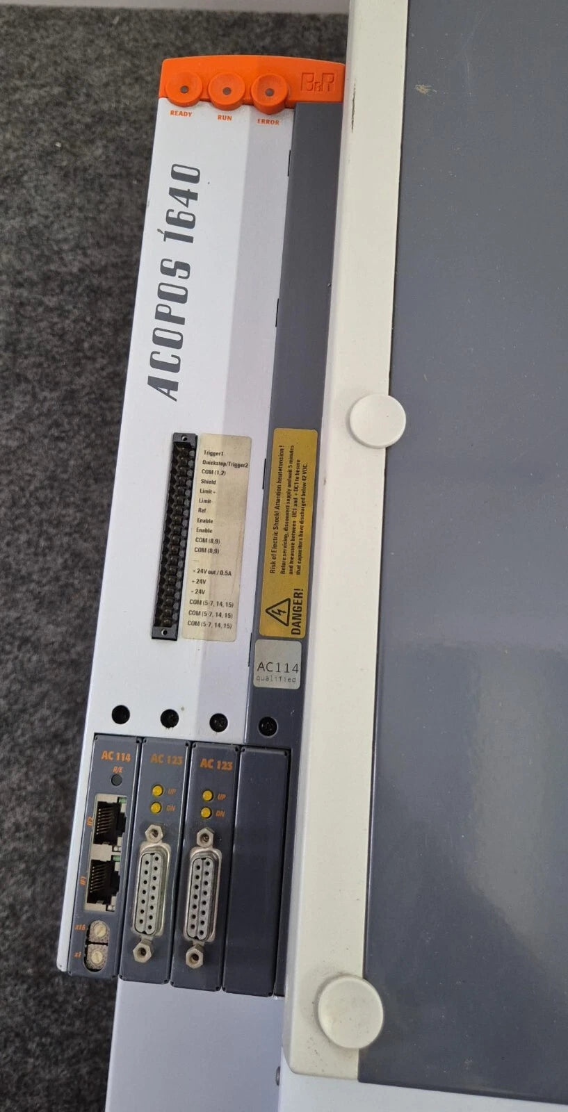 B&R Automation ACOPOS 1640 8V1640.00-2 Rev. VF Servo Drive W/ AC114 & 2* AC123