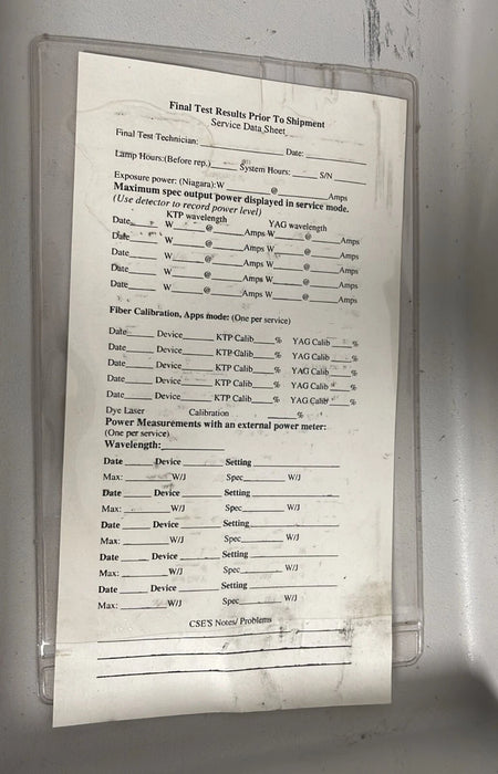 LaserScope system specification label
