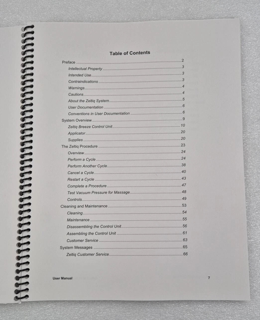 Zeltiq Aesthetics System user manual BRZ-R52-TUM-ENG3-B hard copy