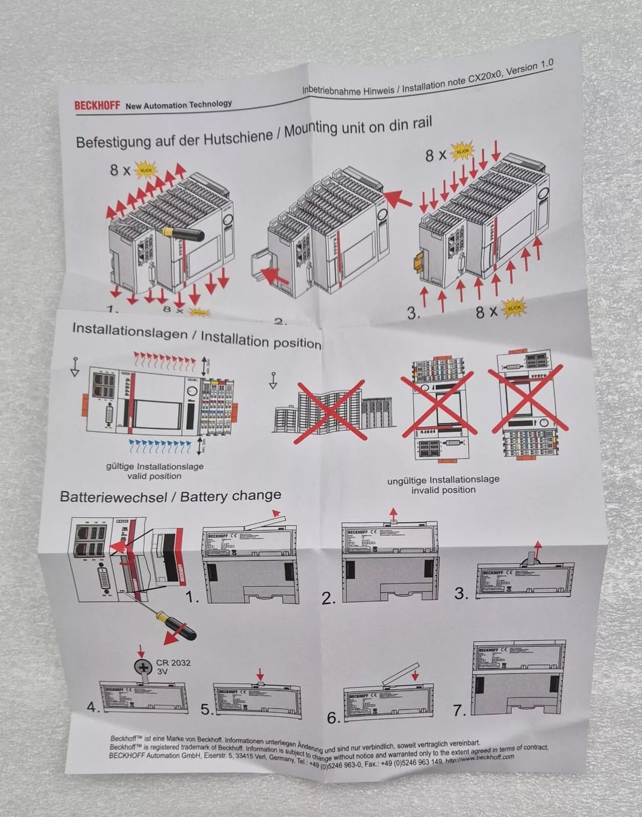 NEW- BECKHOFF CX2030-0125/Standard CPU Module Embedded PC Windows PLC controller