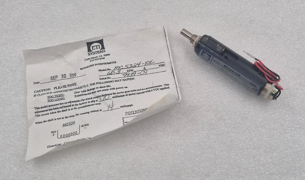ETI Systems MC5324-10K 6VDC Motorized Potentiometer 68.3 RPM  Motor