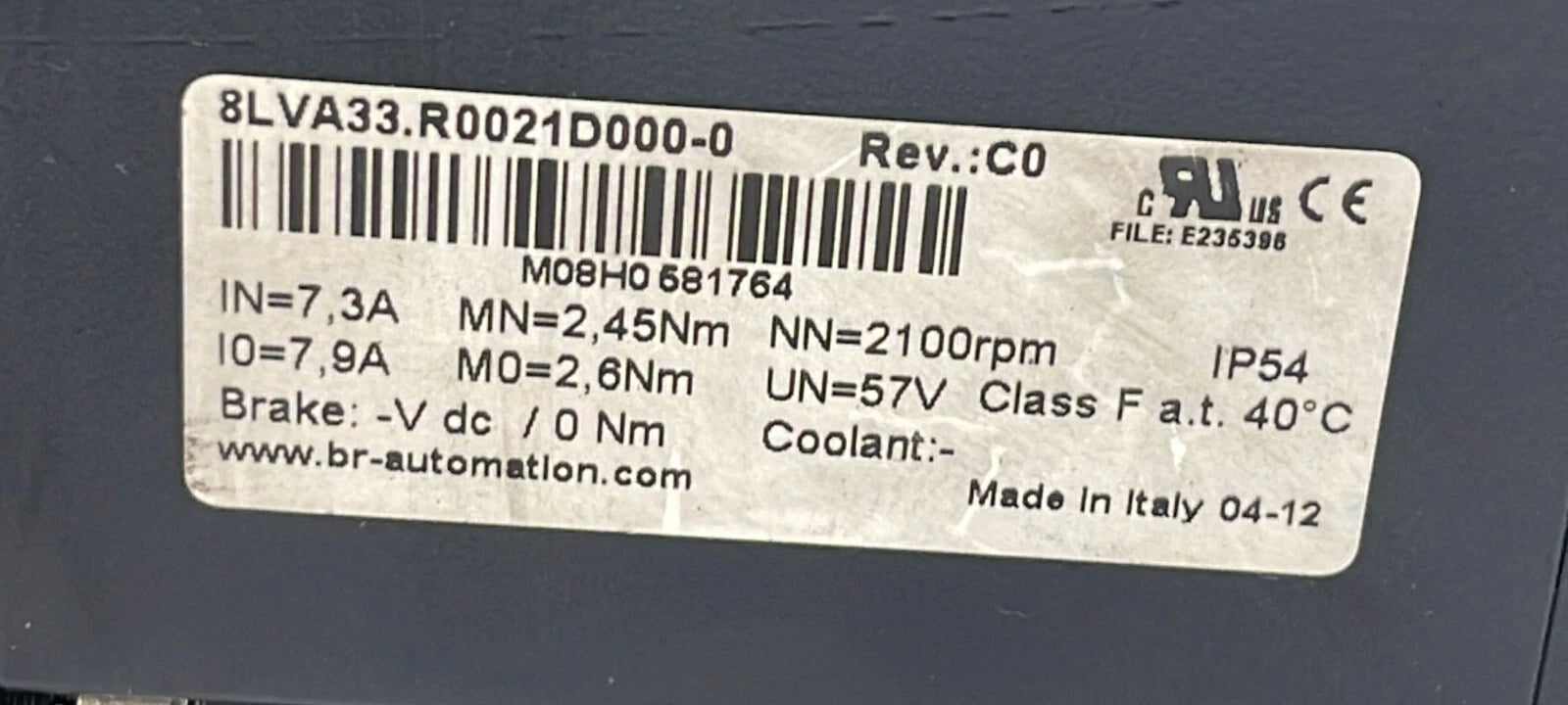 B&R Automation Servo Motor 8LVA33.R0021D000-0