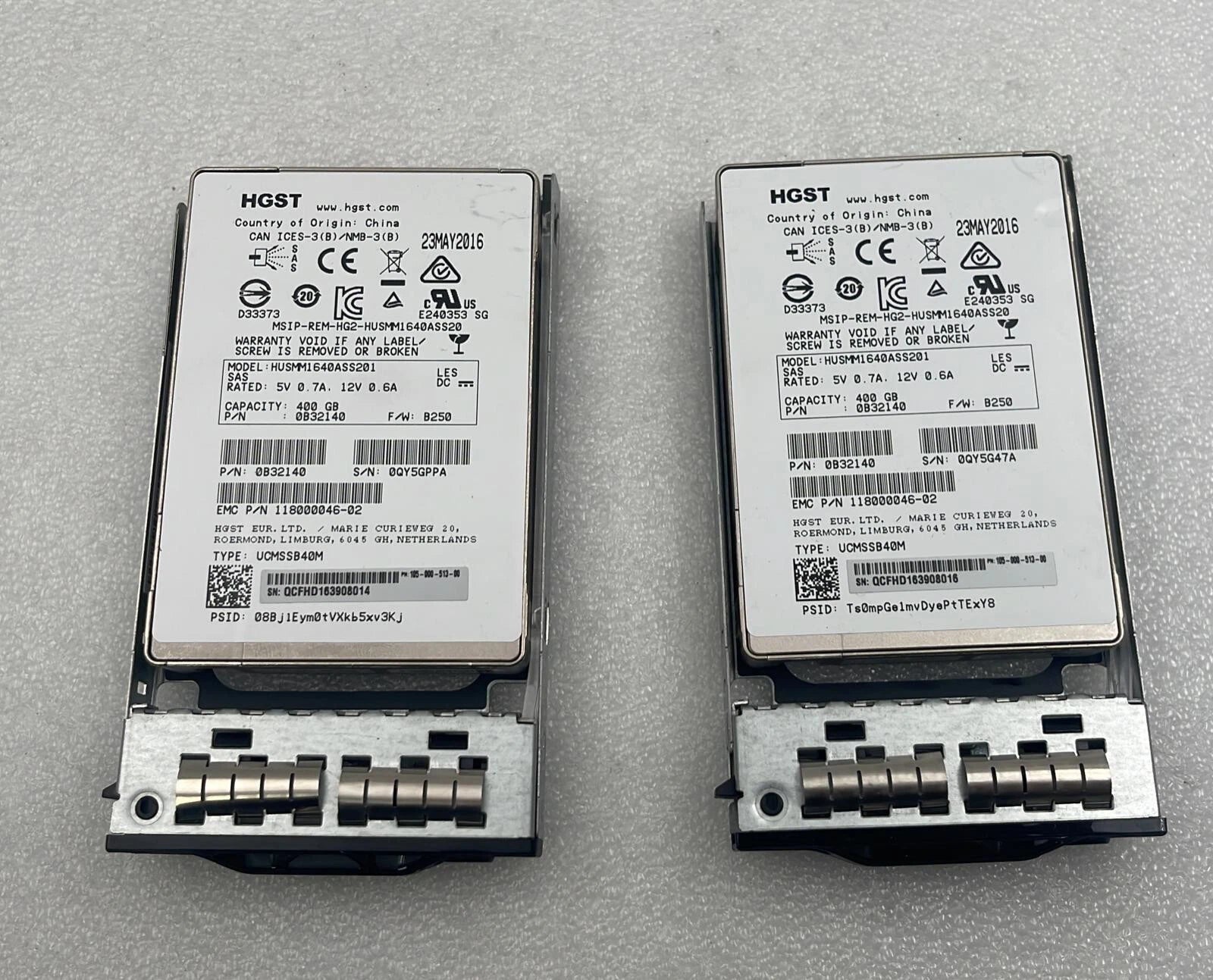 HGST HUSMM1640ASS201 400GB SAS 2.5 SSD lot of 2