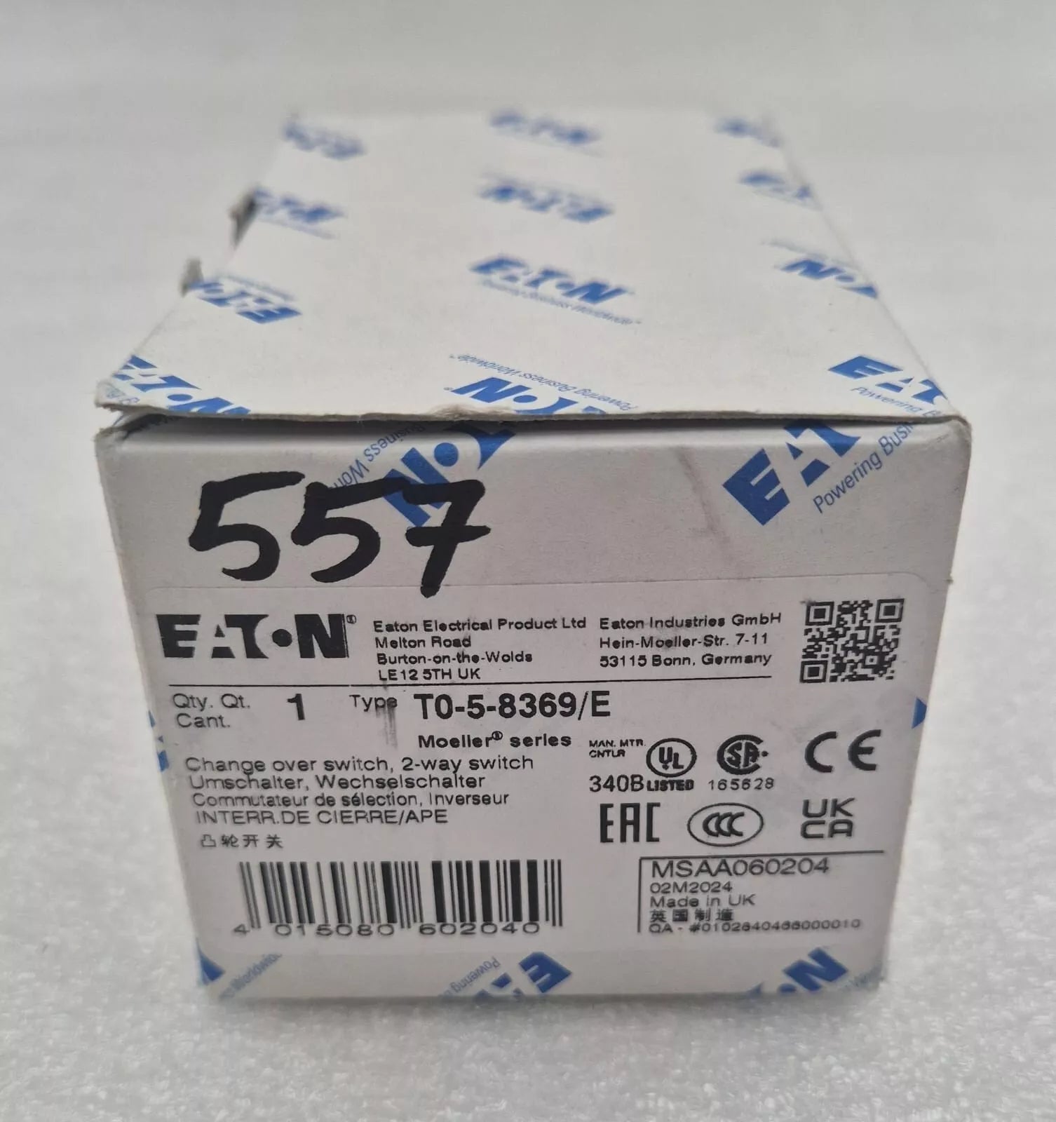 **NEW** Eaton T0-5-8369/E Toggle Switch Kit T0-5-8369 Change over switch 2-way