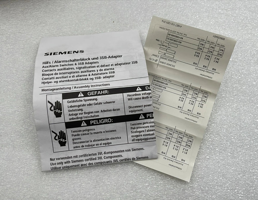 [LOT 2 PCS] NEW - Siemens 3VL9400-2AB00 Auxiliary Switch VL160X-400 KIT