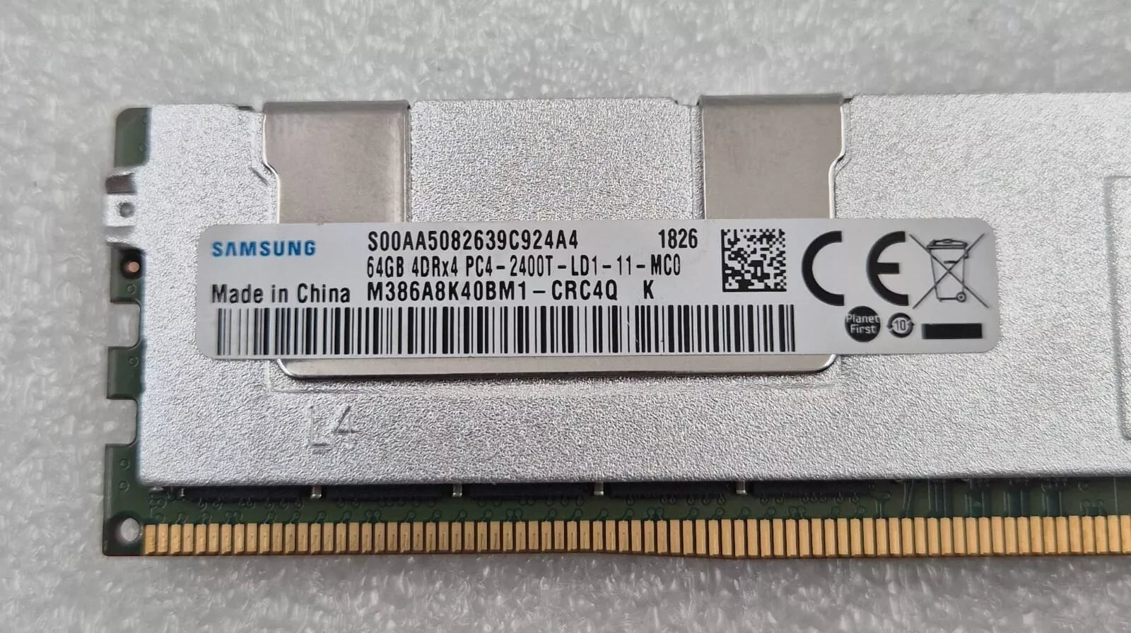 [LOT 4 PCS] SAMSUNG 64GB 4DRx4 PC4-2400T M386A8K40BM1-CRC4Q DDR4 Server RAM -HPE