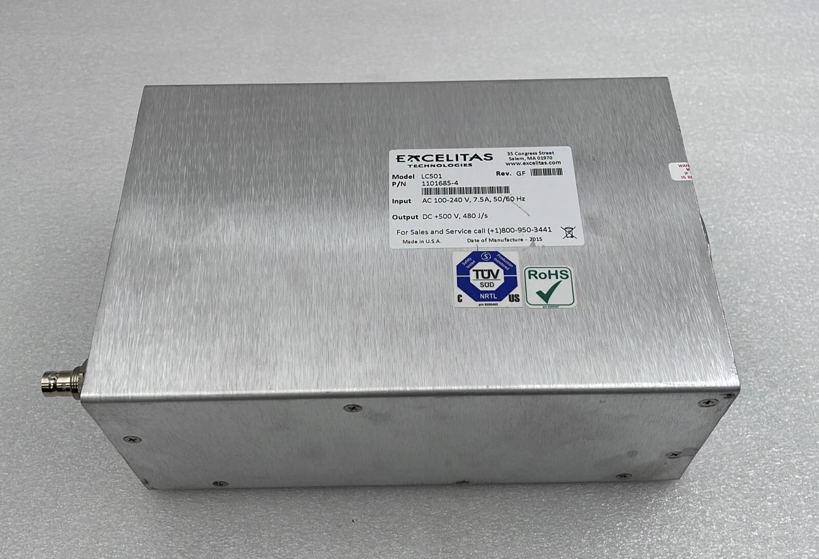 Excelitas LC501 power supply top housing view