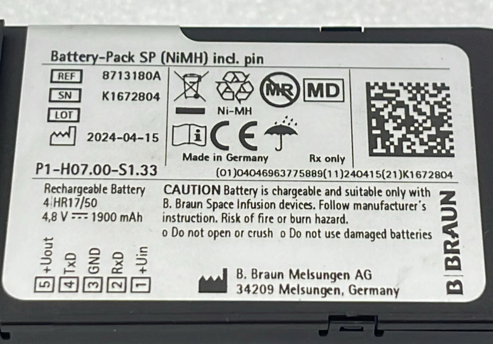 B. Braun 8713180A Battery-Pack SP **AS IS