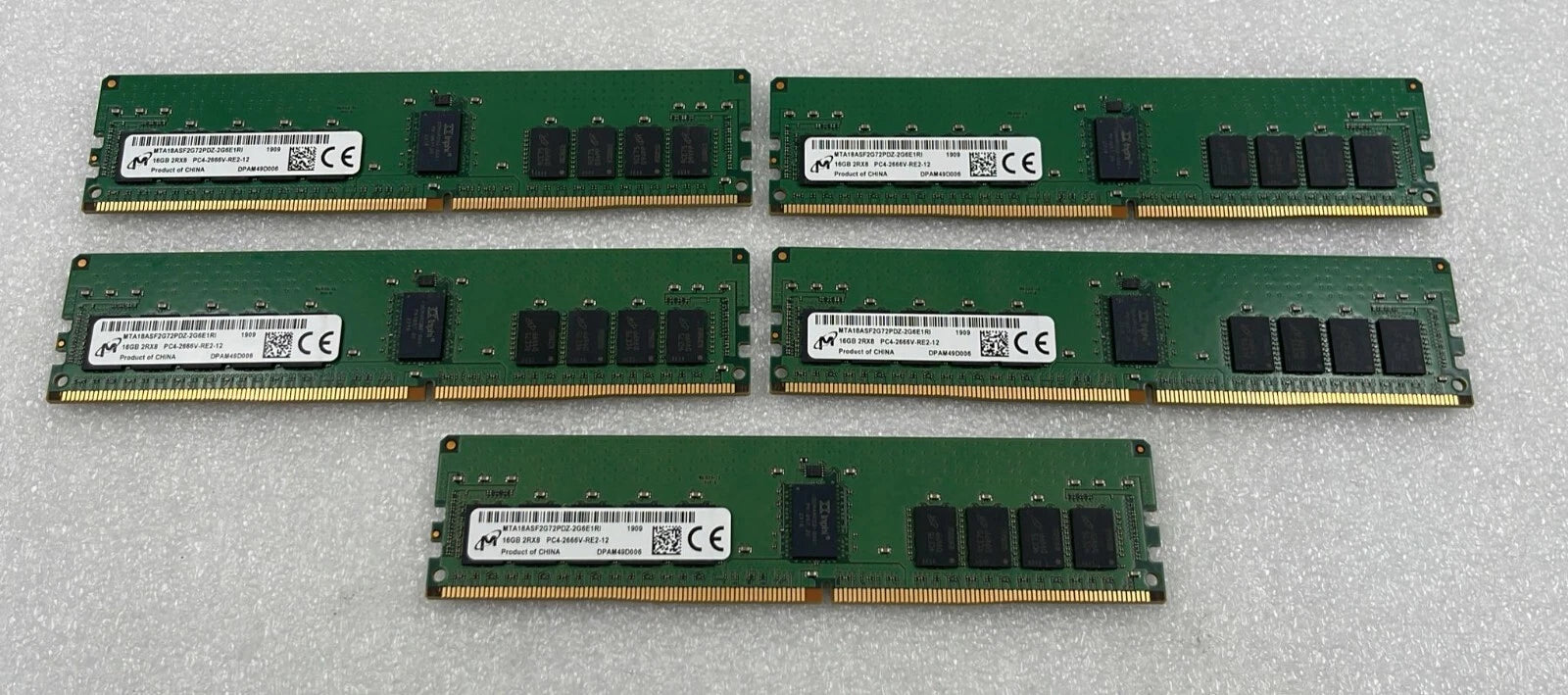 [LOT 5] Micron 16GB 2Rx8 PC4-2666V DDR4 MTA18ASF2G72PDZ-2G6E1RI Memory RAM
