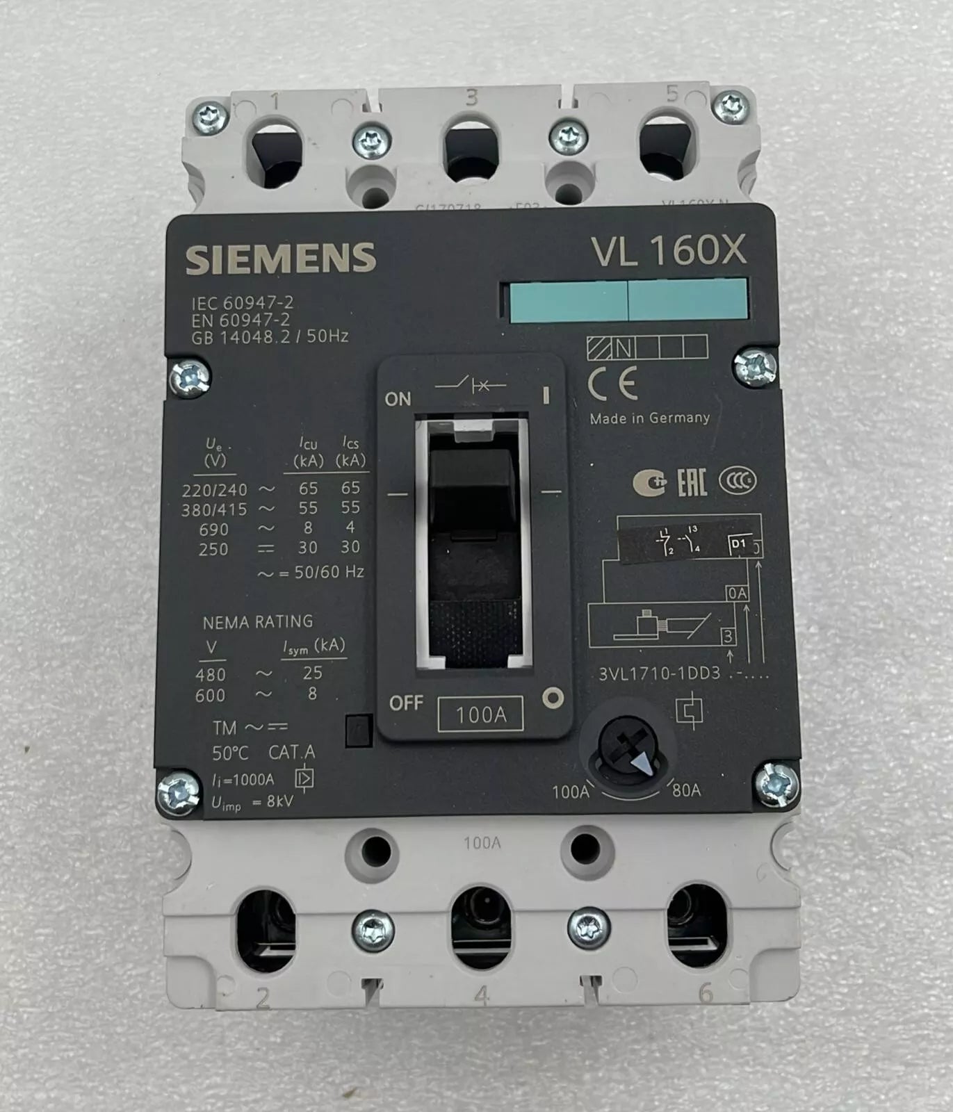 Siemens VL160X Circuit Breaker 3VL1710-1DD33-0AA0