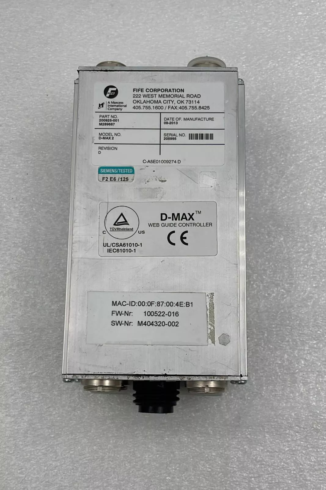 FIFE D-MAX 2 M289687 Web Guid Controller 200925-001